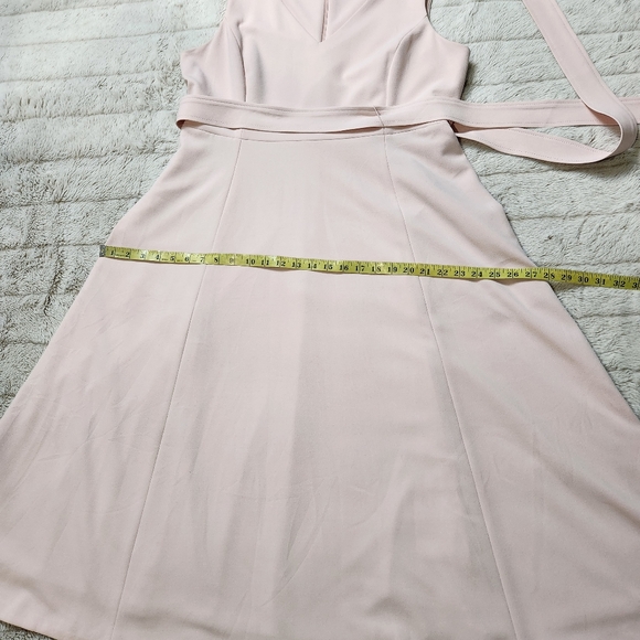 Size 16 Dress A-Line V-neck Sleeveless Belt Pockets Pink color CALVIN KLEIN #48 - Picture 12 of 16
